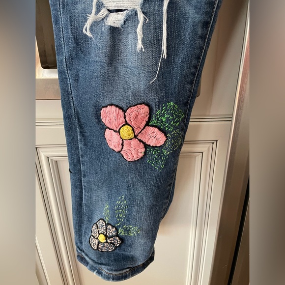 Custom Upcycled Jeans Sz 12 14 Patchwork Hand Embroidered Sashiko Boro - Picture 9 of 15